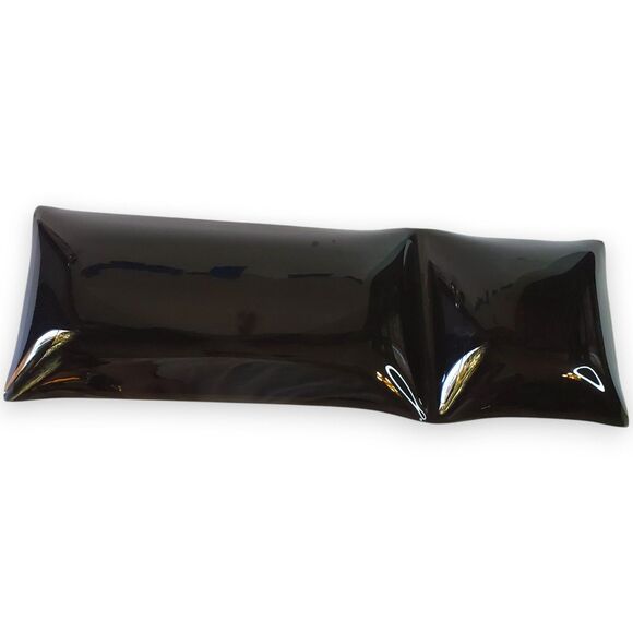 VTG 1950s Houze Art Glass Tray Salad Dressing Recipe MCM Bent Glass Relish 17.5" - Picture 2 of 16